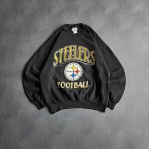 Vintage 1995 Pittsburgh Steelers Chalk Line Black Sweatshirt Large
